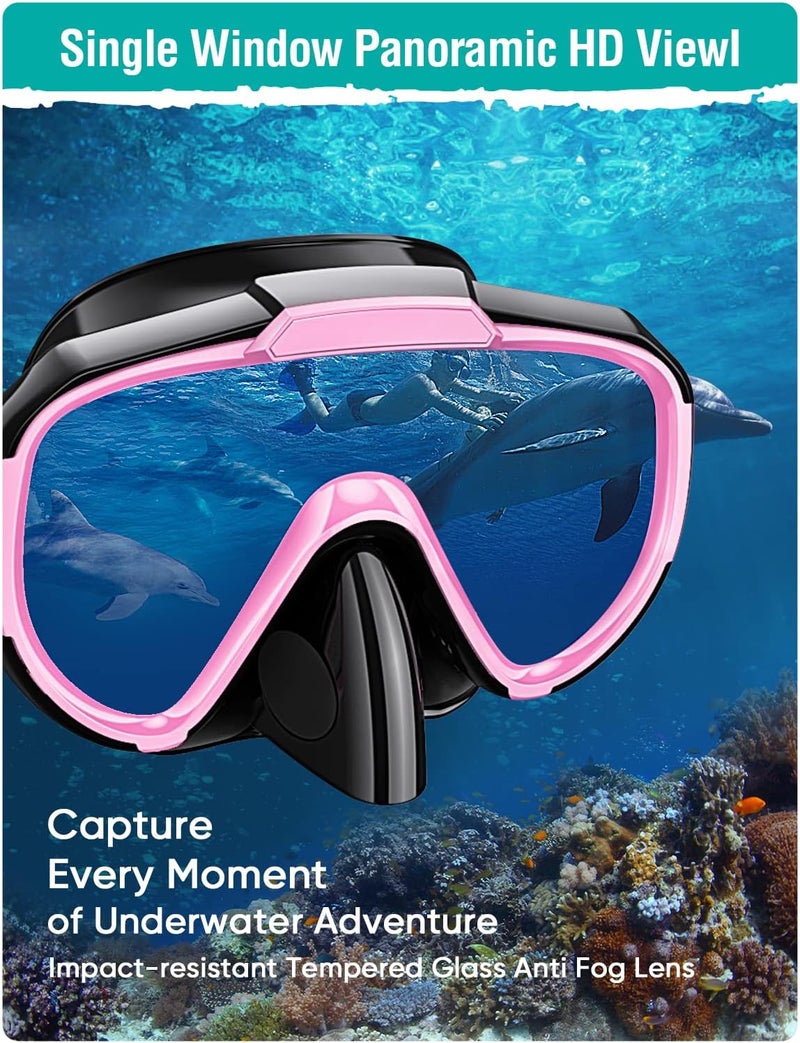 Seovediary Snorkel Set Adults Snorkeling Gear Anti-Fog Panoramic View Swim Mask Dry Top Snorkel Kit with Carry Bag for Snorkeling Scuba Diving Swimming Travel - Image 3
